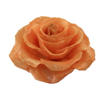 Natural rose brooch, 'Rosy Mood in Peach' - Artisan Crafted Natural Rose Brooch in Peach from Thailand