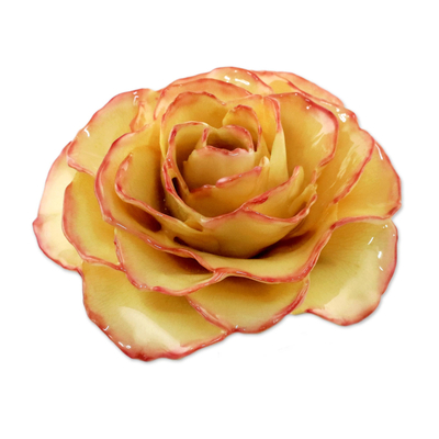 Natural rose brooch, 'Rosy Mood' - Artisan Crafted Natural Rose Brooch from Thailand
