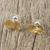 Gold plated natural leaf button earrings, 'Shining Pennywort' - Gold Plated Natural Centella Leaf Earrings from Thailand