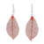 Natural leaf dangle earrings, 'Stunning Nature in Crimson' - Natural Leaf Dangle Earrings in Crimson from Thailand (image 2a) thumbail