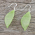 Natural leaf dangle earrings, 'Stunning Nature in Sap Green' - Natural Leaf Dangle Earrings in Sap Green from Thailand (image 2b) thumbail