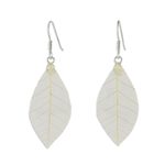 Natural leaf dangle earrings, 'Stunning Nature in Straw' - Natural Leaf Dangle Earrings in Straw from Thailand