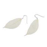 Natural leaf dangle earrings, 'Stunning Nature in Straw' - Natural Leaf Dangle Earrings in Straw from Thailand