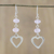 Rose quartz dangle earrings, 'Rosy Love' - Rose Quartz Heart-Shaped Dangle Earrings from Thailand thumbail