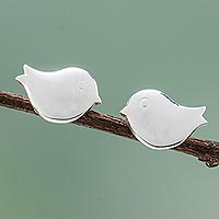 Featured review for Sterling silver stud earrings, Little Birds