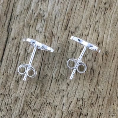 Sterling silver stud earrings, 'Little Birds' - Handcrafted Sterling Silver Bird Stud Earrings from Thailand