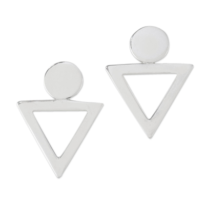 Handcrafted Sterling Silver Geometric Button Earrings