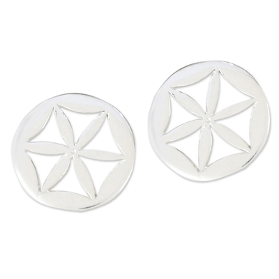 Handcrafted 925 Sterling Silver Floral Stud Earrings