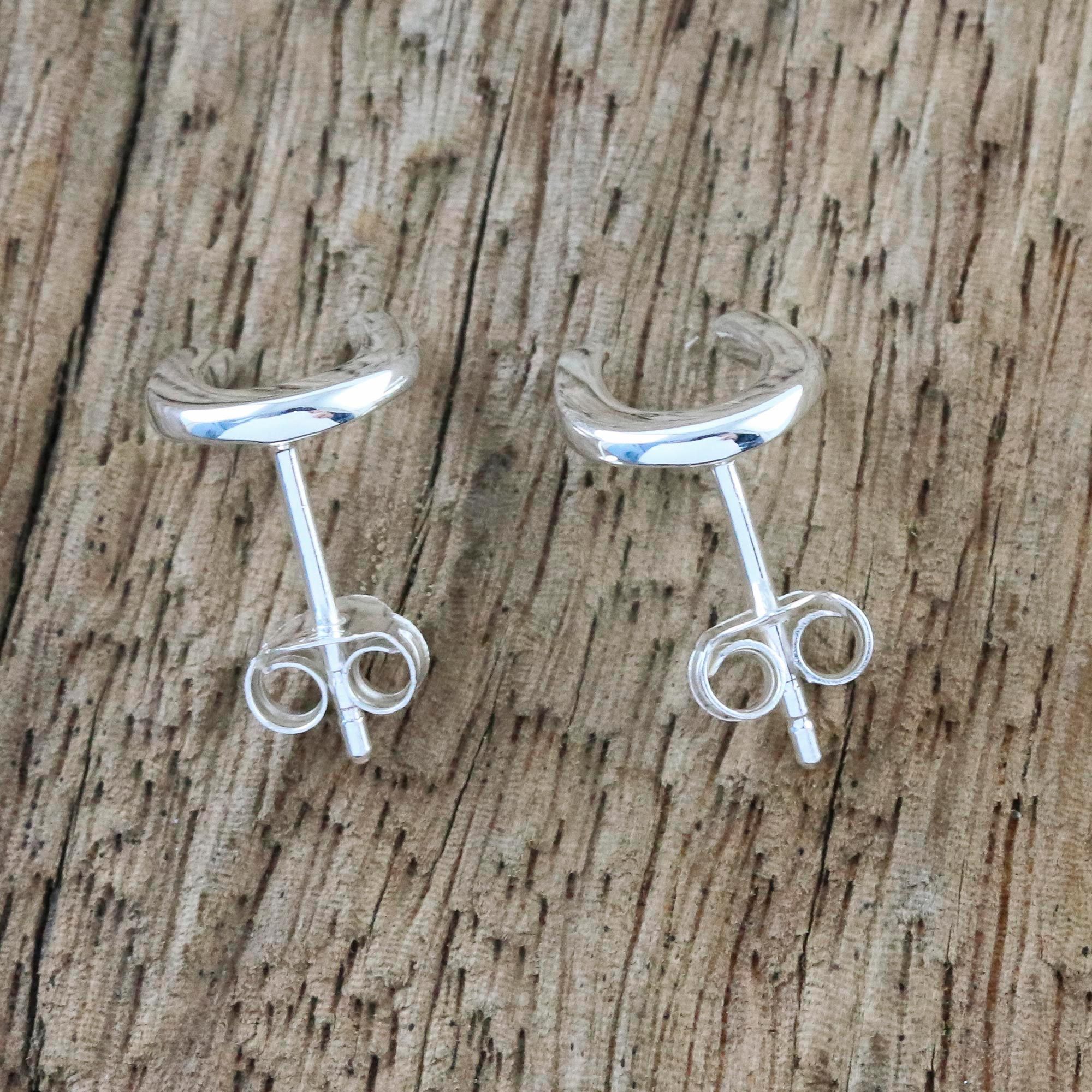 Handcrafted Sterling Silver Horseshoe Stud Earrings Silver Horseshoes NOVICA