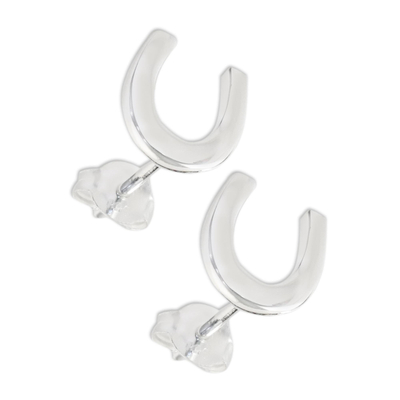 925 sterling silver, 'Silver Horseshoes' - Handcrafted Sterling Silver Horseshoe Stud Earrings