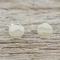 Sterling silver stud earrings, 'Bright Circles'