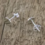 Sterling silver stud earrings, 'Bright Circles' - Handcrafted Sterling Silver Circular Stud Earrings