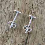 Sterling silver stud earrings, 'Bright Circles' - Handcrafted Sterling Silver Circular Stud Earrings