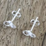 Sterling silver stud earrings, 'Silver Trinity' - Handcrafted Sterling Silver Stud Earrings from Thailand