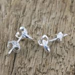 Sterling silver stud earrings, 'Silver Trinity' - Handcrafted Sterling Silver Stud Earrings from Thailand