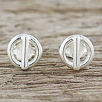 Sterling silver stud earrings, 'Silver Toggles'