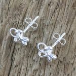 Sterling silver stud earrings, 'Floral Delicacy' - Handcrafted Thai Sterling Silver Floral Stud Earrings