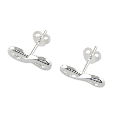 Knopfohrringe aus Sterlingsilber - Unendlichkeitssymbol-Ohrringe aus Sterlingsilber aus Thailand