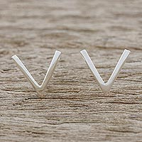 Featured review for Sterling silver post earrings, Shimmering Mountains