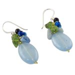 Quartz dangle earrings, 'Light Blue Princess' - Blue Quartz Multi-Gemstone Dangle Earrings from Thailand