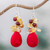 Pendientes colgantes con múltiples piedras preciosas - Pendientes colgantes de calcita roja con múltiples piedras preciosas de Tailandia