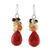 Multi-gemstone dangle earrings, 'Camellia Drops' - Multi-Gemstone Red Calcite Dangle Earrings from Thailand (image 2a) thumbail