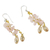 Rose quartz dangle earrings, 'Crystalline Drops' - Rose Quartz and Glass Bead Dangle Earrings from Thailand