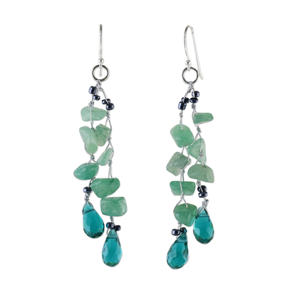 UNICEF Market | Green Quartz and Glass Bead Dangle Earrings from ...