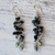 Onyx dangle earrings, 'Crystalline Drops' - Onyx and Glass Bead Dangle Earrings from Thailand (image 2c) thumbail