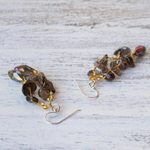 Smoky quartz dangle earrings, 'Crystalline Drops' - Smoky Quartz and Glass Bead Dangle Earrings from Thailand