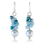 Cultured pearl and quartz dangle earrings, 'Happy Bunch' - Cultured Pearl and Quartz Dangle Earrings from Thailand