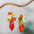 Carnelian dangle earrings, 'Wistful Memory' - Carnelian Multi-Gemstone Dangle Earrings from Thailand thumbail