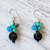 Onyx dangle earrings, 'Tidal Wave in Blue' - Onyx Multi-Gemstone Dangle Earrings from Thailand