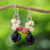 Onyx dangle earrings, 'Tidal Wave in Pink' - Onyx Multi-Gemstone Dangle Earrings from Thailand (image 2) thumbail
