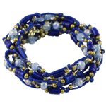 Beaded wrap bracelet, 'Holiday Party' - Blue Calcite and Glass Beaded Wrap Bracelet from Thailand