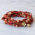 Calcite wrap bracelet, 'Passionate Party' - Calcite and Glass Beaded Wrap Bracelet in Red from Thailand (image 2b) thumbail