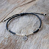 Silver charm bracelet, 'Round Om'