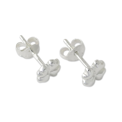 Sterling silver stud earrings, 'Fresh Clover' - Sterling Silver Clover Stud Earrings from Thailand