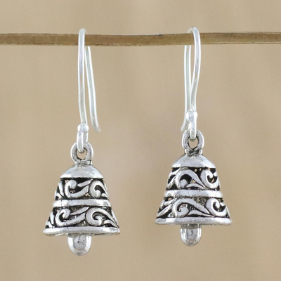 Sterling silver dangle earrings, Ringing Bells