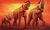 'Happy Family: Shouting' - Pintura expresionista firmada de una familia de elefantes