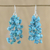 Calcite waterfall earrings, 'Endless Rain' - Blue Calcite and Silk Waterfall Earrings from Thailand