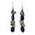Lapis lazuli and smoky quartz cluster earrings, 'Sumptuous Stones' - Lapis Lazuli and Smoky Quartz Cluster Earrings from Thailand