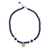 Lapis lazuli beaded pendant necklace, 'Sophisticated Lily' - Lapis Lazuli Beaded Necklace with Karen Silver Lily Pendant