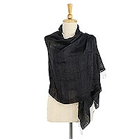 Silk shawl, 'Midnight Breeze'