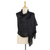 Silk shawl, 'Midnight Breeze' - Handcrafted Fringed Silk Shawl in Black from Thailand thumbail