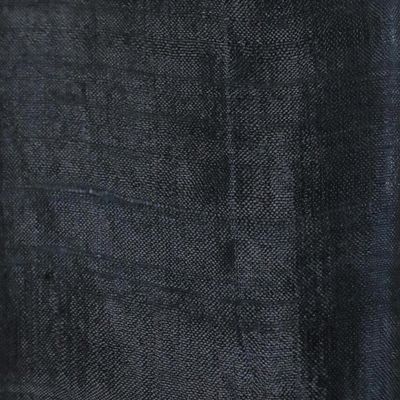 Silk shawl, 'Midnight Breeze' - Handcrafted Fringed Silk Shawl in Black from Thailand