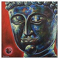 'Calmness Mind' - Original Signed Painting of Buddha from Thailand