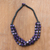 Wood beaded torsade necklace, 'Purple Elegance Squared' - Purple and Black Boxwood Cube Beaded Torsade Necklace (image 2) thumbail