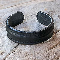 Featured review for Mens cuff bracelet, Basic Black