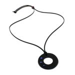 Lapiz lazuli pendant necklace, 'Lucky Ring' - Handcrafted Lapis Lazuli and Leather Necklace from Thailand